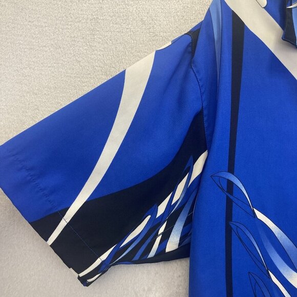 Fubu The Collection Boxy Button Up Shirt Womens Size XL Blue Abstract Streetwear - Picture 7 of 16